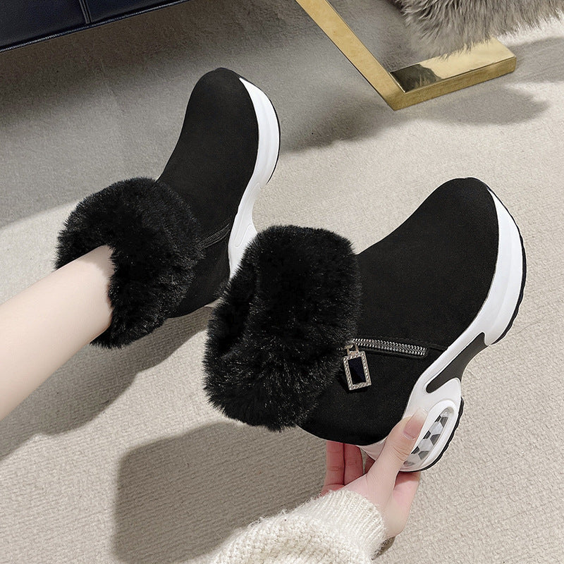 【35-40】 Teplé, sametové sněhule na vysokém podpatku💥 Výška podpatku: 3-5 cm💥