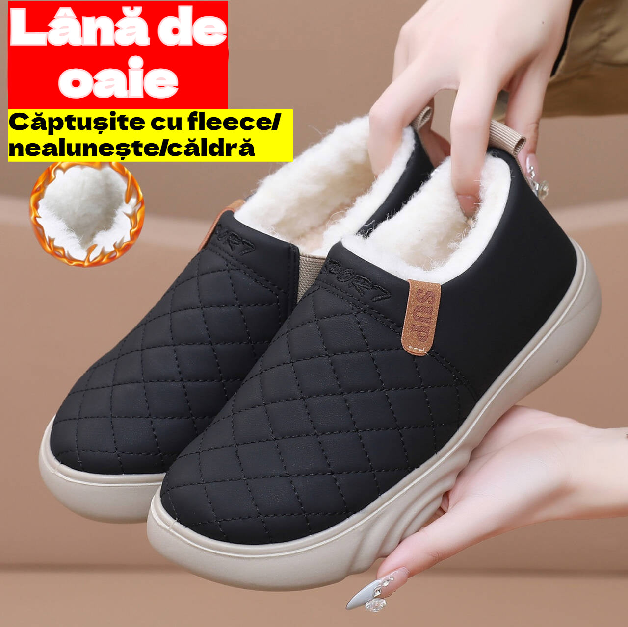 🔥【35-41】2024 noi pantofi de iarnă pentru femei, anti-alunecare, plus pantofi din bumbac catifelat--3861331