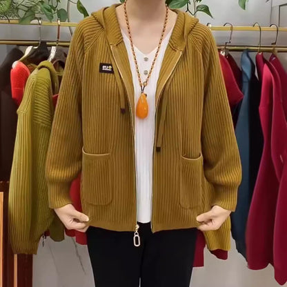 【45% OFF】💓💓【40-80KG】2024 New Vertical Stripe Hooded cu glugă Monogrammed Zip Top