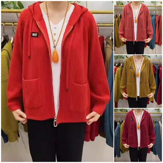 【45% OFF】💓💓【40-80KG】2024 New Vertical Stripe Hooded cu glugă Monogrammed Zip Top
