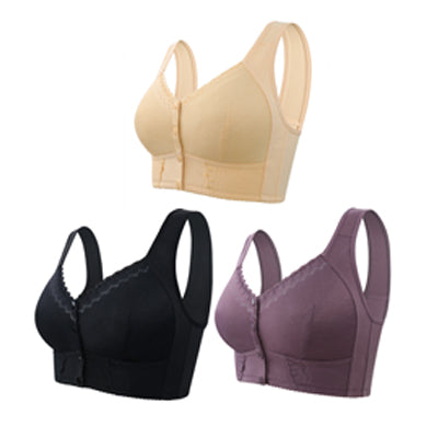 （3/6buc）💕🎁【45kg-155kg】Sutien supradimensionat, respirabil, din bumbac moale, cu nasturi frontali