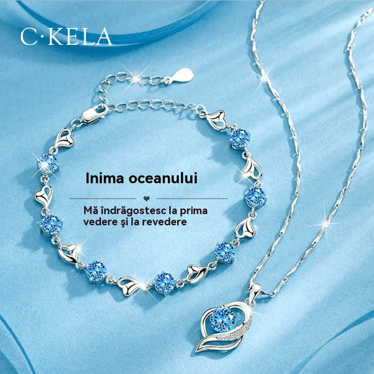 ✨✨Set bratara + colier din argint 925 Heart of the Ocean——3895288