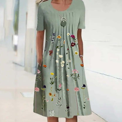 🔥🦋Rochie nouă de damă cu imprimeu cu gât rotund（S-3XL）