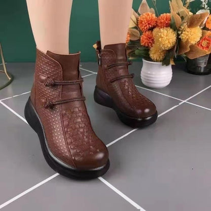💥👢【35-40】2024 Cizme termice cu fermoar lateral din piele la modă de iarnă pentru femei✨️Impermeabil si anti-alunecare