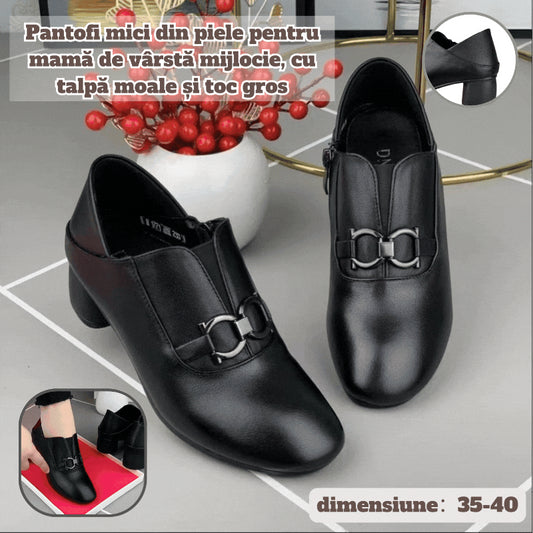 👠✨ Elegantní a pohodlné - dámské kožené boty s módními tlustými podpatky 👠✨ 