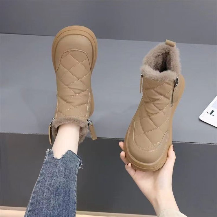 👢【35-41】Nový model na podzim a zimu, nepromokavé, protiskluzové, teplé a módní krátké kozačky s měkkou podrážkou 3851177 
