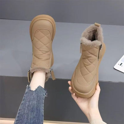 👢【35-41】Nový model na podzim a zimu, nepromokavé, protiskluzové, teplé a módní krátké kozačky s měkkou podrážkou 3851177 