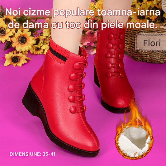 👢【35-41】Podzimní a zimní 2024 Oblíbené dámské kozačky z měkké kůže na šikmém podpatku - 3852193 