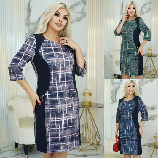🌞🔥【S-5XL】Rochie calduroasa in carouri marime mare de toamna si iarna——3895097