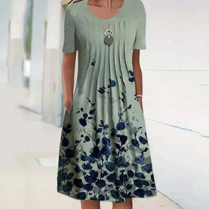🔥🦋Rochie nouă de damă cu imprimeu cu gât rotund（S-3XL）