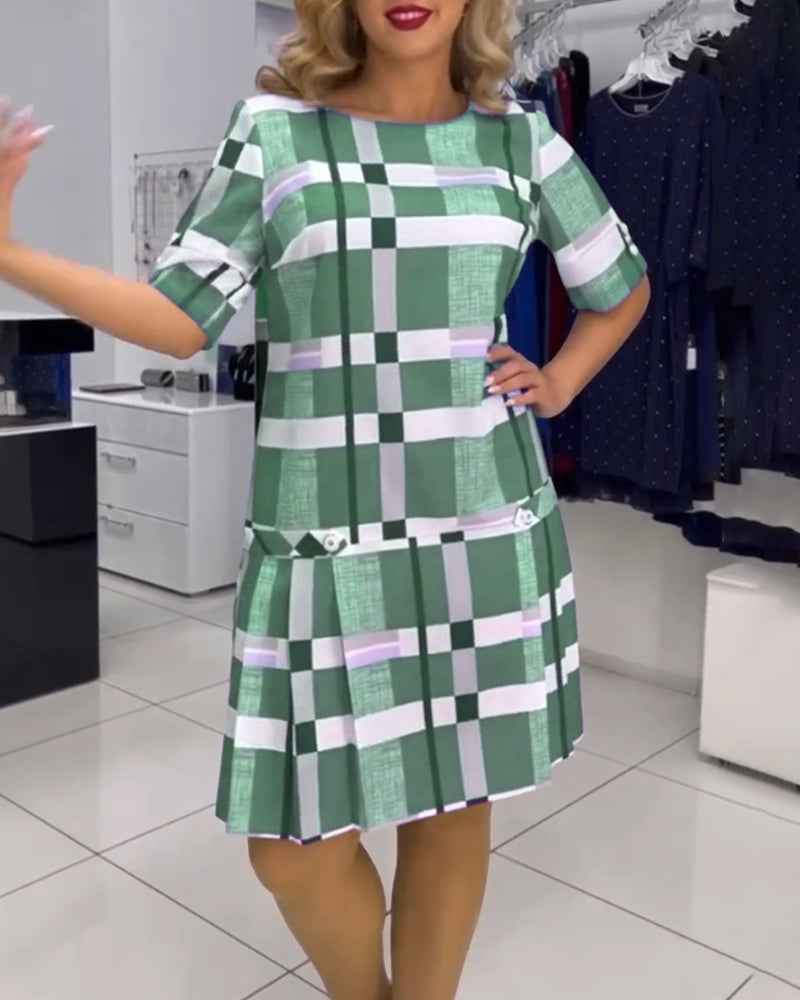 👗【S-5XL】❤️Nové elegantní vícebarevné kostkované šaty z roku 2024 