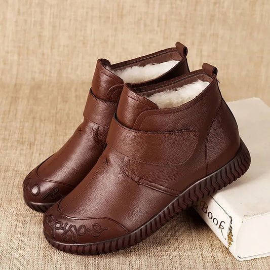 【🔥Oferta pe timp limitat】👞【35-41】Pantofi caldi de pluș, din piele cu talpă moale--3859779