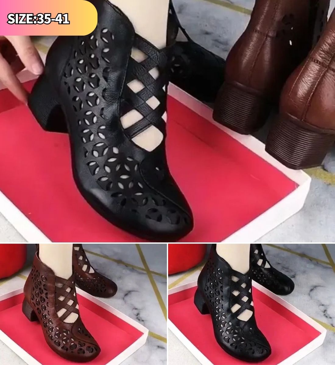 💕【35-41】Dámské ležérní vysoké podpatky z holé kůže 