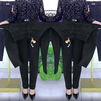 【M-5XL】Dámské džíny s vyztuženou elastickou podšívkou 