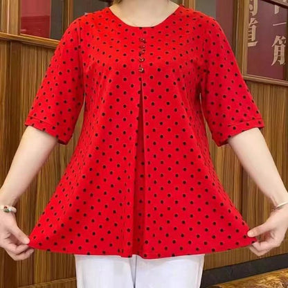 【L-5XL】Nové podzimní tričko s puntíkovaným potiskem 2025 