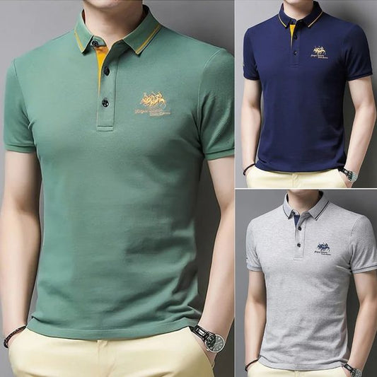 🔥🔥👔【50-105kg】2025  Cămașă polo cu rever brodat pentru bărbați