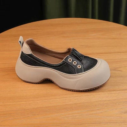 👟👟【35-40】2025 Nowy modny styl Wygodne skórzane buty sportowe na co dzień z grubą podeszwą 