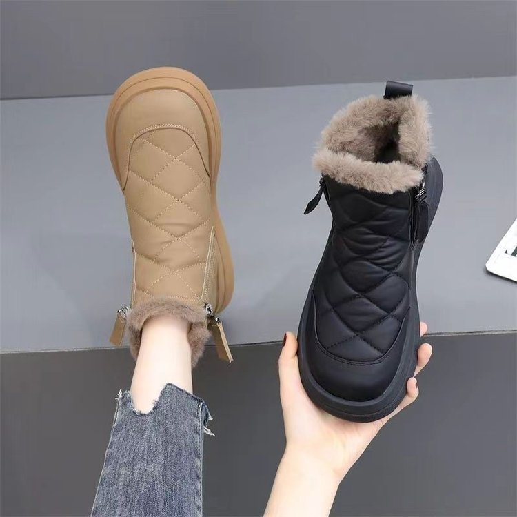👢【35-41】Nový model na podzim a zimu, nepromokavé, protiskluzové, teplé a módní krátké kozačky s měkkou podrážkou 3851177 