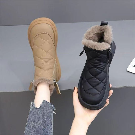 👢【35-41】Nový model na podzim a zimu, nepromokavé, protiskluzové, teplé a módní krátké kozačky s měkkou podrážkou 3851177 