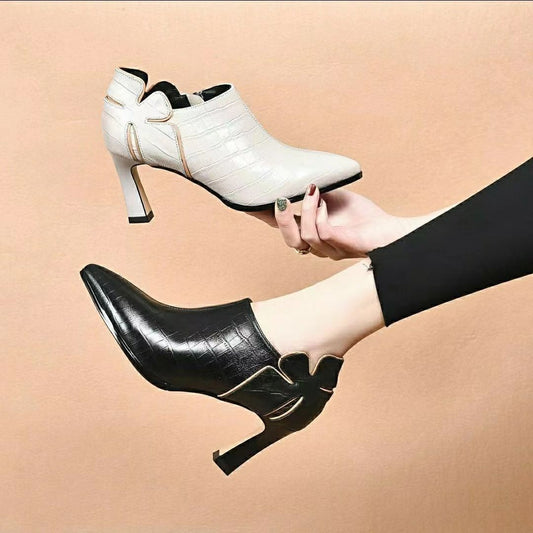 💥Speciální nabídka💥【36-43】👠Měkké kožené boty na vysokém podpatku, módní a všestranné, se špičatou špičkou 