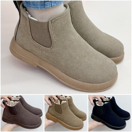🔥【35-41】👢2024 Zimní teplé kašmírové ploché pohodlné všestranné krátké kozačky, protiskluzové boty--3861207 