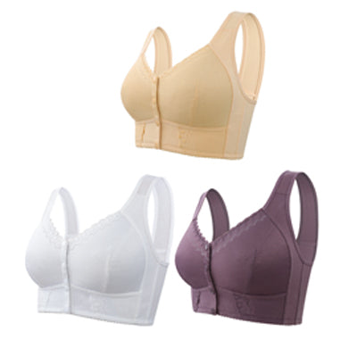 （3/6buc）💕🎁【45kg-155kg】Sutien supradimensionat, respirabil, din bumbac moale, cu nasturi frontali