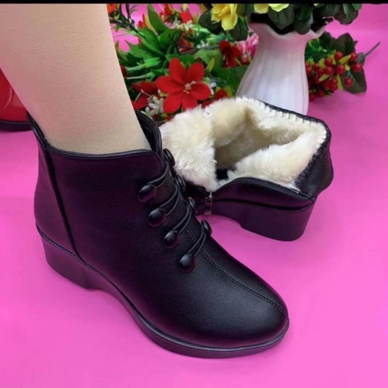 👢🥰【35-40】2024 Toamnă și Iarnă Cizme populare din piele moale cu toc înclinat pentru femei--3861025