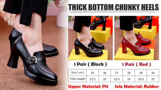 👠2025 Nové dámské kožené boty s tlustou podrážkou a tlustým podpatkem 