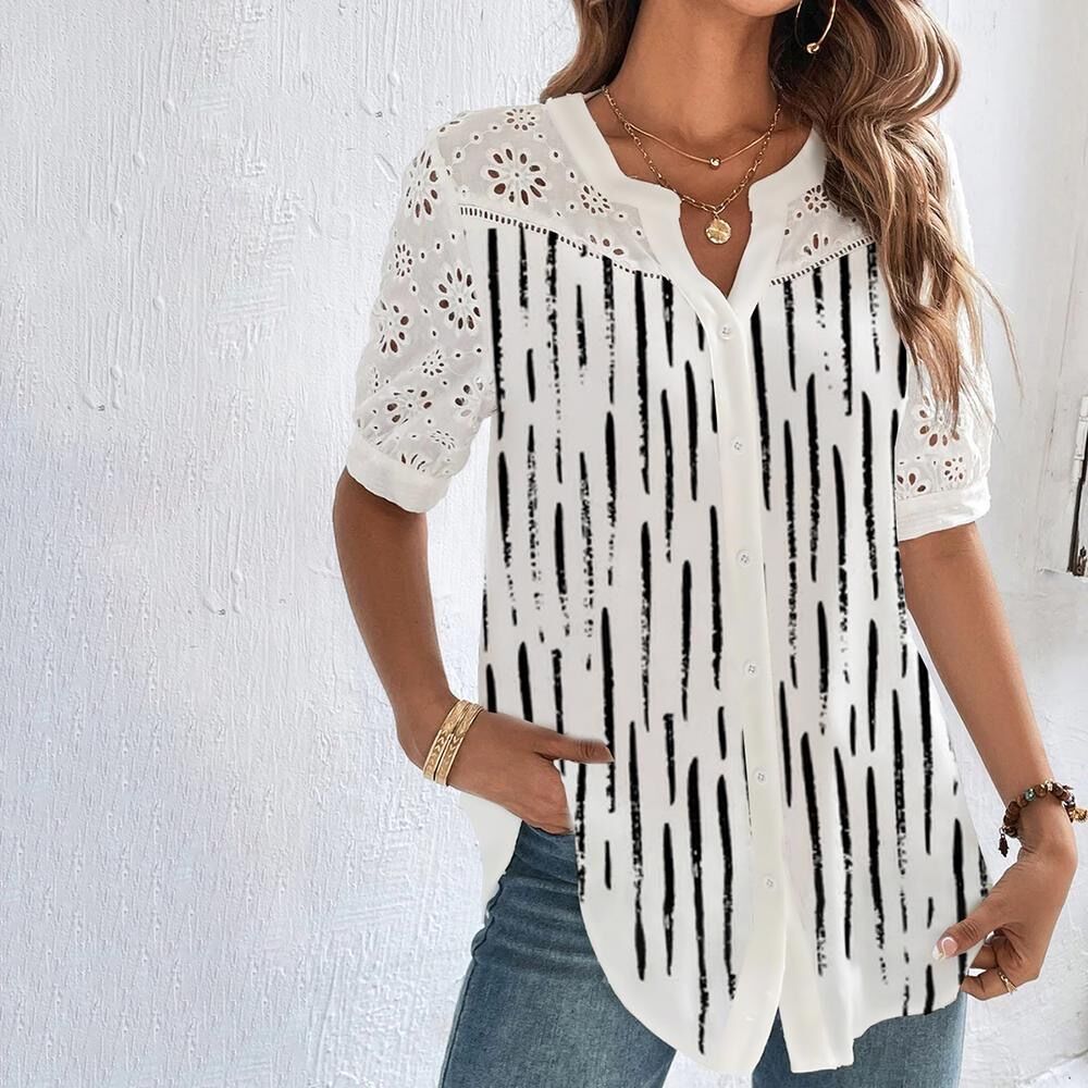 🎁【SLEVA 45 %】【S-5XL】Nové tričko s krátkým rukávem a výstřihem 