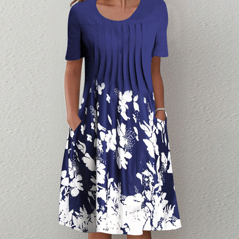 🔥🦋Rochie nouă de damă cu imprimeu cu gât rotund（S-3XL）