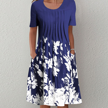 🔥🦋Rochie nouă de damă cu imprimeu cu gât rotund（S-3XL）