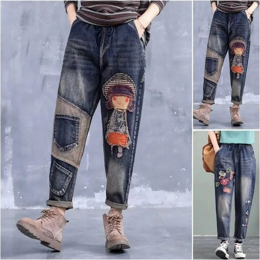 🔥【SLEVA 30 %】【S-5XL】Módní dámské džíny s elastickým pasem, moderní a pohodlné, k dispozici v mnoha velikostech 
