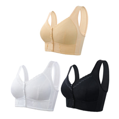 （3/6buc）💕🎁【45kg-155kg】Sutien supradimensionat, respirabil, din bumbac moale, cu nasturi frontali