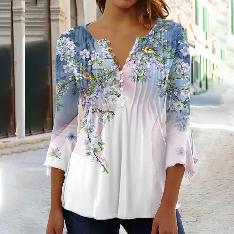 【Limitovaná nabídka】[S-5XL] Dámské módní tričko s výstřihem do V 