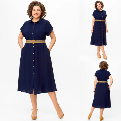 💕【S-5XL】2024 Rochie confortabilă cu guler și talie înaltă