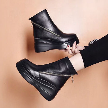 🛒【35-40】☃️Kozačky s tlustou podrážkou z přírodní kůže a silného sametu 