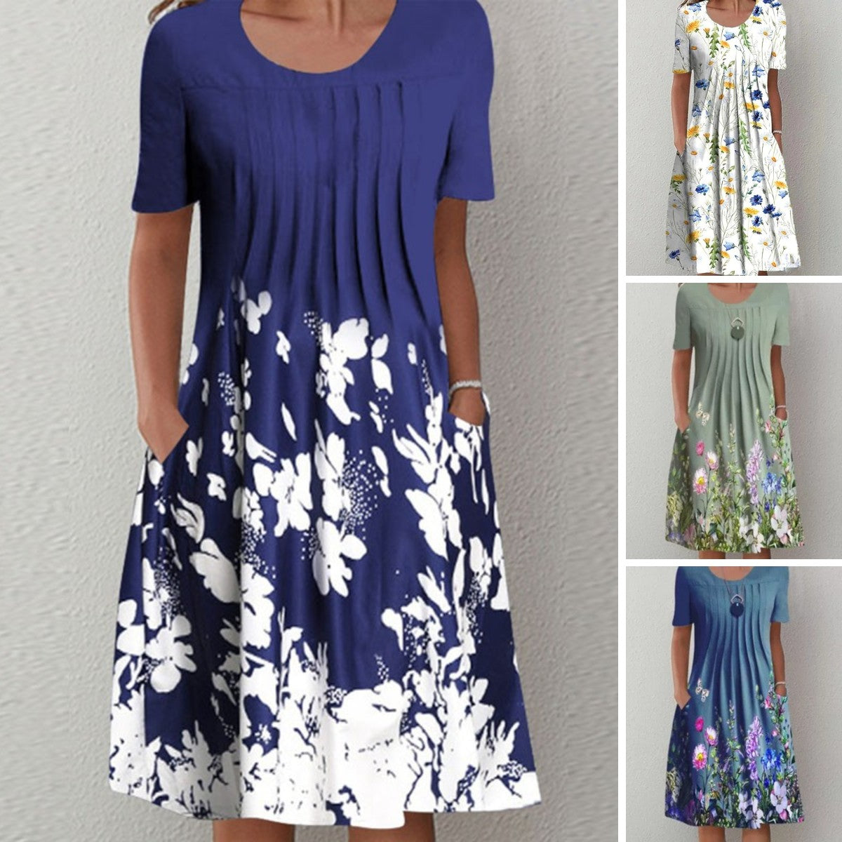 🔥🦋Rochie nouă de damă cu imprimeu cu gât rotund（S-3XL）