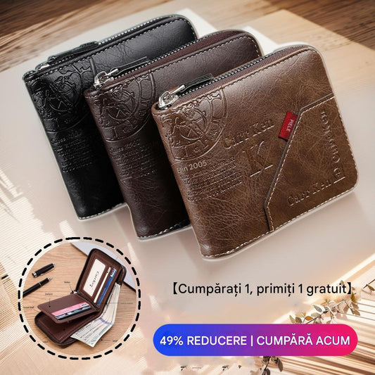 💰 Portofel cu fermoar pentru bărbați în stil retro