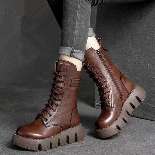 🔥【35-40】 Pantofi Martin de înaltă calitate, lucrați manual, din piele moale, cu talpă groasă--3856752