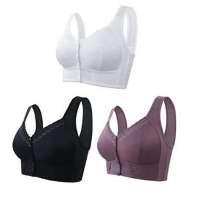 （3/6buc）💕🎁【45kg-155kg】Sutien supradimensionat, respirabil, din bumbac moale, cu nasturi frontali