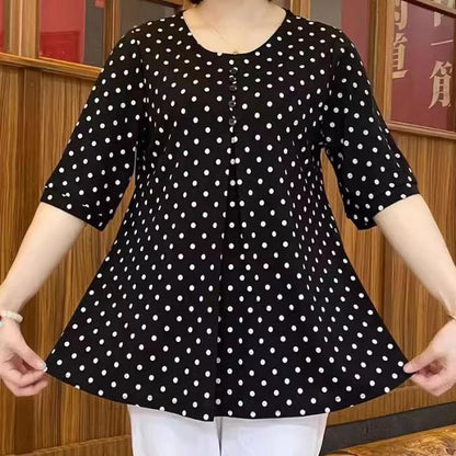 【L-5XL】Nové podzimní tričko s puntíkovaným potiskem 2025 