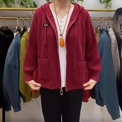 【45% OFF】💓💓【40-80KG】2024 New Vertical Stripe Hooded cu glugă Monogrammed Zip Top