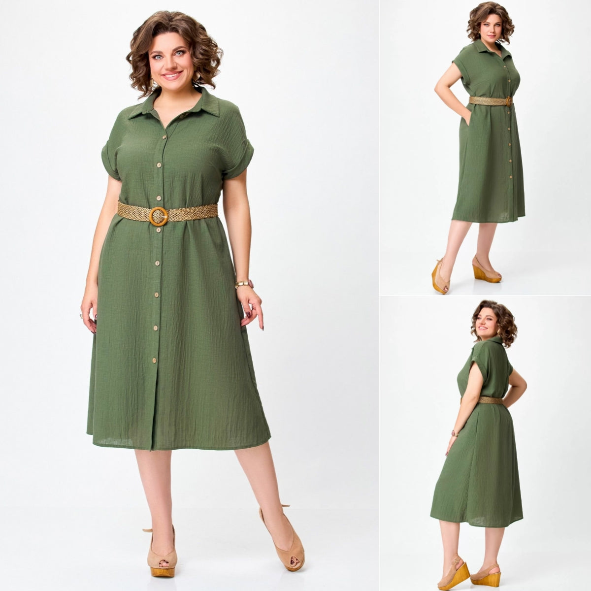 💕【S-5XL】2024 Rochie confortabilă cu guler și talie înaltă