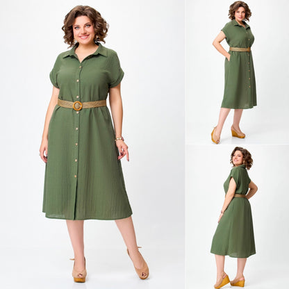 💕【S-5XL】2024 Rochie confortabilă cu guler și talie înaltă