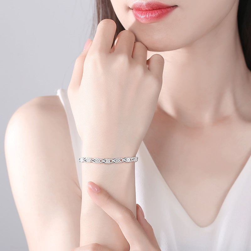 😀👉Brățară de mână pentru femei, din argint sterling 925, 💖🍀cu trifoi cu patru foi, Love New Fashion
