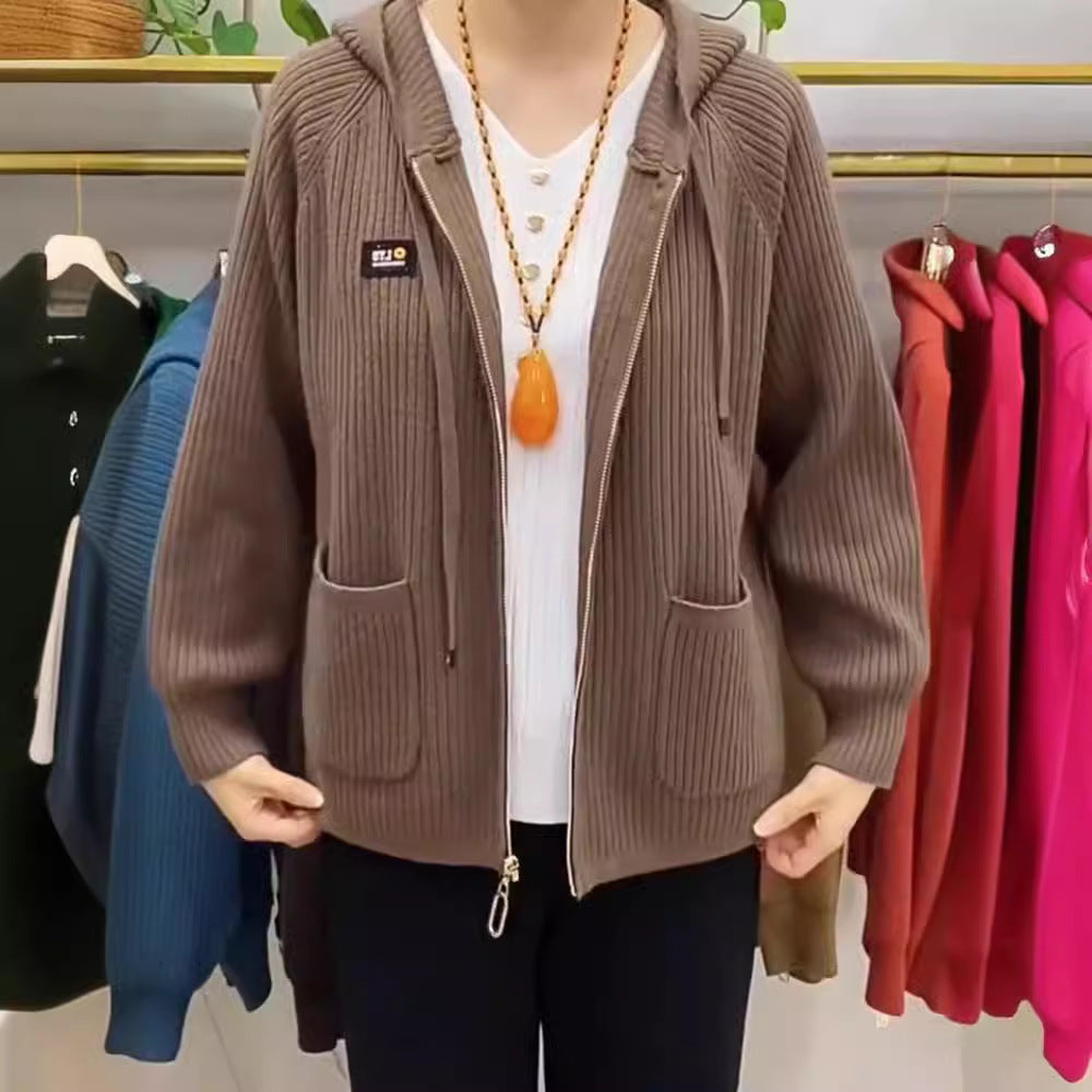 【45% OFF】💓💓【40-80KG】2024 New Vertical Stripe Hooded cu glugă Monogrammed Zip Top