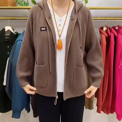 【45% OFF】💓💓【40-80KG】2024 New Vertical Stripe Hooded cu glugă Monogrammed Zip Top