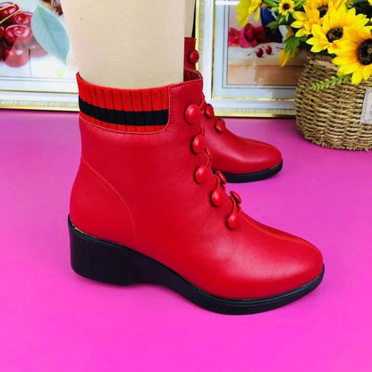 👢【35-41】Podzimní a zimní 2024 Oblíbené dámské kozačky z měkké kůže na šikmém podpatku - 3852193 