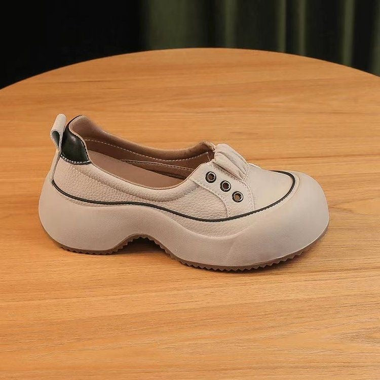 👟👟【35-40】2025 Nowy modny styl Wygodne skórzane buty sportowe na co dzień z grubą podeszwą 