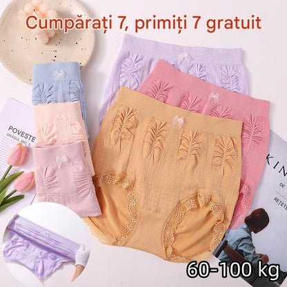 👩【【7 bucăți】(60-100kg)】Slip antibacterian cu talie înaltă elastică înaltă, mărime mare, pentru controlul burticii